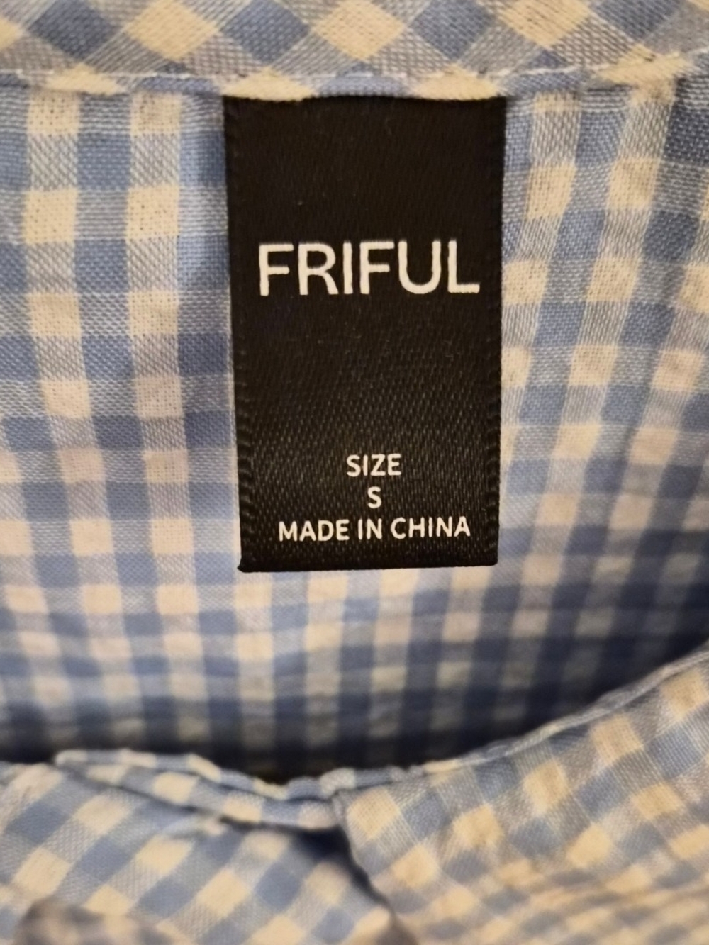 Blue Gingham Ruffle Collar Button-Up Top - Picture 3 of 3